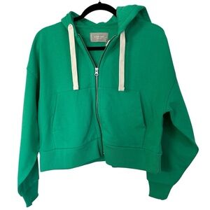 Everlane Women’s The Track Organic Cotton Zip-Up Hoodie in Jade Sz XS NWT